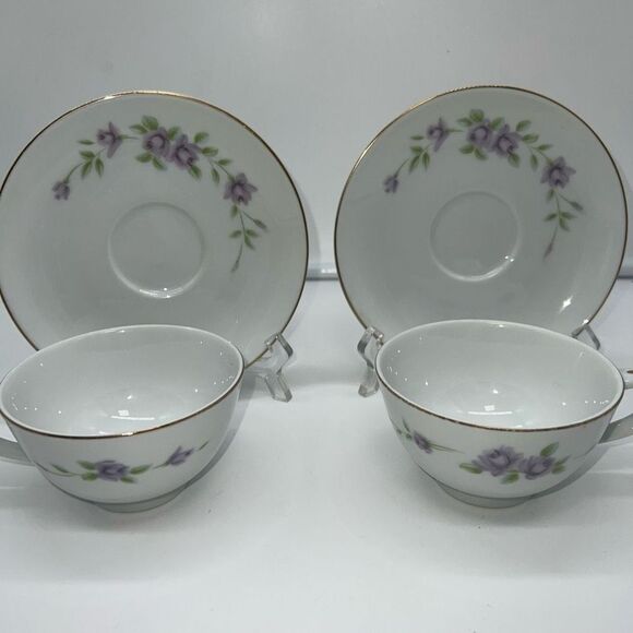 Noritake Vintage Nippon Toki Kaisha Fantasy Fine Pattern Set of 2 Cup and Saucer - Picture 1 of 9